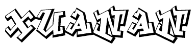 The image is a stylized representation of the letters Xuanan designed to mimic the look of graffiti text. The letters are bold and have a three-dimensional appearance, with emphasis on angles and shadowing effects.