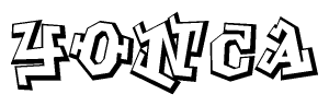 The clipart image depicts the word Yonca in a style reminiscent of graffiti. The letters are drawn in a bold, block-like script with sharp angles and a three-dimensional appearance.