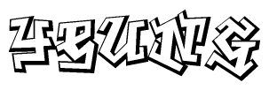 The image is a stylized representation of the letters Yeung designed to mimic the look of graffiti text. The letters are bold and have a three-dimensional appearance, with emphasis on angles and shadowing effects.