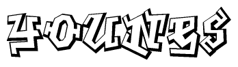 The clipart image features a stylized text in a graffiti font that reads Younes.