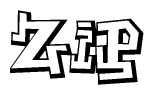 The clipart image features a stylized text in a graffiti font that reads Zip.
