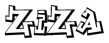 The clipart image depicts the word Ziza in a style reminiscent of graffiti. The letters are drawn in a bold, block-like script with sharp angles and a three-dimensional appearance.