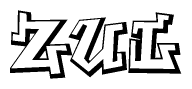 The clipart image depicts the word Zul in a style reminiscent of graffiti. The letters are drawn in a bold, block-like script with sharp angles and a three-dimensional appearance.