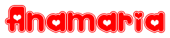 The image displays the word Anamaria written in a stylized red font with hearts inside the letters.