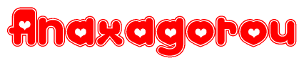 The image displays the word Anaxagorou written in a stylized red font with hearts inside the letters.