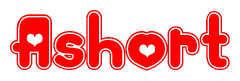The image displays the word Ashort written in a stylized red font with hearts inside the letters.