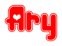 Red and White Ary Word with Heart Design