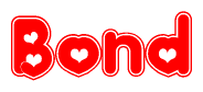 The image displays the word Bond written in a stylized red font with hearts inside the letters.