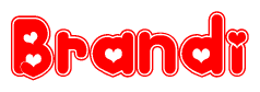 The image displays the word Brandi written in a stylized red font with hearts inside the letters.