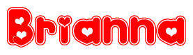 Red and White Brianna Word with Heart Design