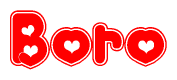 The image displays the word Boro written in a stylized red font with hearts inside the letters.