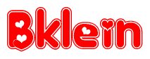 The image displays the word Bklein written in a stylized red font with hearts inside the letters.