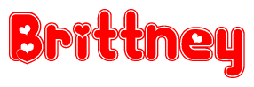 The image displays the word Brittney written in a stylized red font with hearts inside the letters.