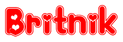The image displays the word Britnik written in a stylized red font with hearts inside the letters.