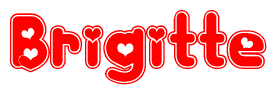 The image displays the word Brigitte written in a stylized red font with hearts inside the letters.