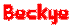 The image displays the word Beckye written in a stylized red font with hearts inside the letters.