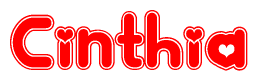 The image displays the word Cinthia written in a stylized red font with hearts inside the letters.