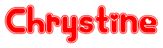 The image is a clipart featuring the word Chrystine written in a stylized font with a heart shape replacing inserted into the center of each letter. The color scheme of the text and hearts is red with a light outline.