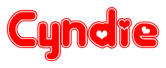 Red and White Cyndie Word with Heart Design