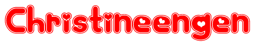 The image displays the word Christineengen written in a stylized red font with hearts inside the letters.