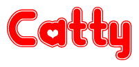 The image displays the word Catty written in a stylized red font with hearts inside the letters.