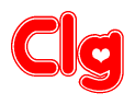 The image displays the word Clg written in a stylized red font with hearts inside the letters.