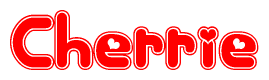 The image is a clipart featuring the word Cherrie written in a stylized font with a heart shape replacing inserted into the center of each letter. The color scheme of the text and hearts is red with a light outline.