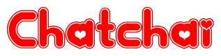 The image displays the word Chatchai written in a stylized red font with hearts inside the letters.