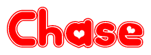 The image displays the word Chase written in a stylized red font with hearts inside the letters.