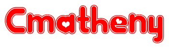 The image displays the word Cmatheny written in a stylized red font with hearts inside the letters.