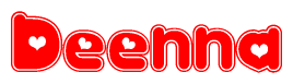 The image displays the word Deenna written in a stylized red font with hearts inside the letters.