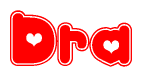 The image displays the word Dra written in a stylized red font with hearts inside the letters.