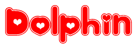 Red and White Dolphin Word with Heart Design