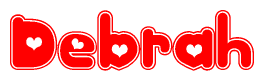 The image displays the word Debrah written in a stylized red font with hearts inside the letters.