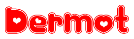 The image displays the word Dermot written in a stylized red font with hearts inside the letters.