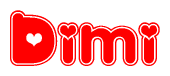 Red and White Dimi Word with Heart Design