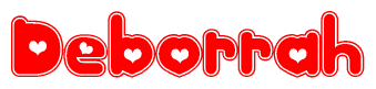 The image is a clipart featuring the word Deborrah written in a stylized font with a heart shape replacing inserted into the center of each letter. The color scheme of the text and hearts is red with a light outline.