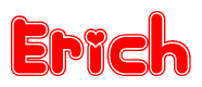 The image displays the word Erich written in a stylized red font with hearts inside the letters.