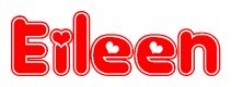 The image is a clipart featuring the word Eileen written in a stylized font with a heart shape replacing inserted into the center of each letter. The color scheme of the text and hearts is red with a light outline.