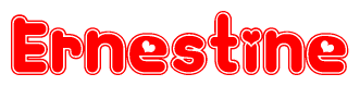The image is a clipart featuring the word Ernestine written in a stylized font with a heart shape replacing inserted into the center of each letter. The color scheme of the text and hearts is red with a light outline.
