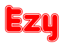 The image is a clipart featuring the word Ezy written in a stylized font with a heart shape replacing inserted into the center of each letter. The color scheme of the text and hearts is red with a light outline.