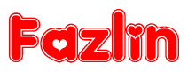 The image is a clipart featuring the word Fazlin written in a stylized font with a heart shape replacing inserted into the center of each letter. The color scheme of the text and hearts is red with a light outline.