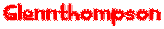 The image is a clipart featuring the word Glennthompson written in a stylized font with a heart shape replacing inserted into the center of each letter. The color scheme of the text and hearts is red with a light outline.