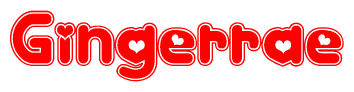The image displays the word Gingerrae written in a stylized red font with hearts inside the letters.