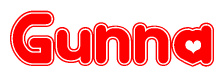 The image displays the word Gunna written in a stylized red font with hearts inside the letters.