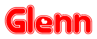 The image is a clipart featuring the word Glenn written in a stylized font with a heart shape replacing inserted into the center of each letter. The color scheme of the text and hearts is red with a light outline.