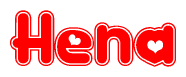 The image displays the word Hena written in a stylized red font with hearts inside the letters.