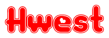 The image displays the word Hwest written in a stylized red font with hearts inside the letters.