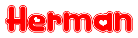 The image displays the word Herman written in a stylized red font with hearts inside the letters.