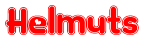 The image is a clipart featuring the word Helmuts written in a stylized font with a heart shape replacing inserted into the center of each letter. The color scheme of the text and hearts is red with a light outline.